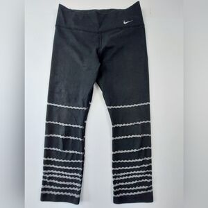 Nike Pants Womens Size Small Dri Fit Black Leggings With White Stripes Swoosh